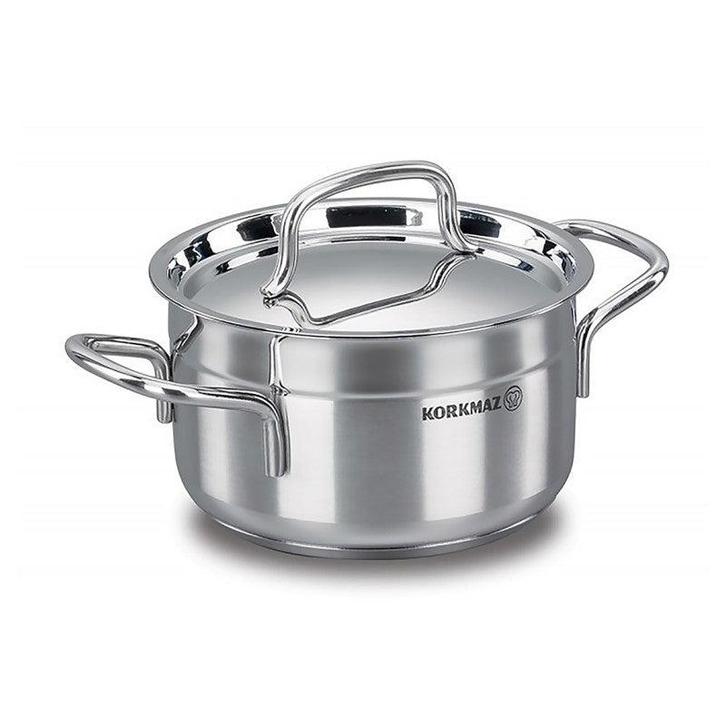 Korkmaz RVS Kookpan 2.5L – Compacte Pan Met Deksel Geschikt, Huis en Inrichting, Keuken | Potten en Pannen, Ophalen of Verzenden