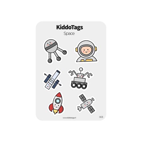 KiddoTags - Sticker Sheet 003 - Space, Hobby en Vrije tijd, Stickers en Plaatjes, Sticker, Nieuw