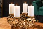 Elegante kandelaar ABSTRACT 38cm gouden takkenkrans voor 4, Huis en Inrichting, Woonaccessoires | Overige, Ophalen of Verzenden