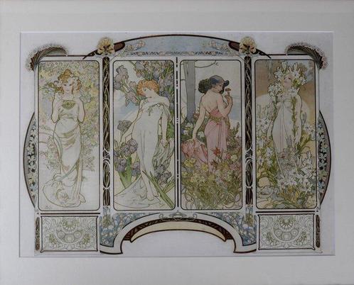 Alphonse Mucha (1860-1939) - The Flowers (one sheet), Antiek en Kunst, Antiek | Meubels | Stoelen en Banken
