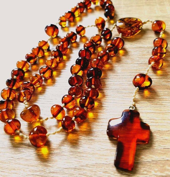 Rozenkrans - Amber, Baltisch barnsteen rozenkrans - met de, Antiek en Kunst, Antiek | Boeken en Bijbels