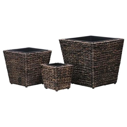 vidaXL Plantenbakken verhoogd 3 st waterhyacint bruin, Tuin en Terras, Bloembakken en Plantenbakken, Minder dan 60 cm, Nieuw, Overige materialen