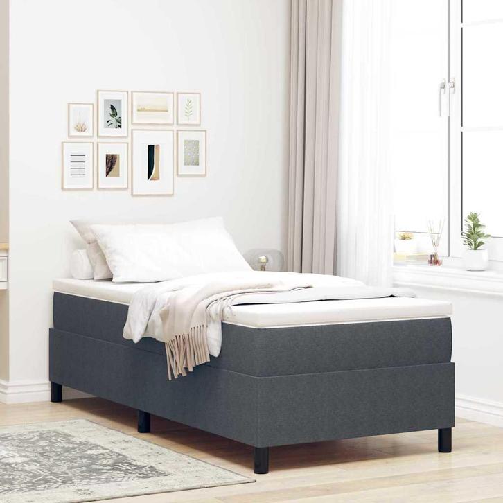 vidaXL Platform bedframe Donkergrijs 80 x 200 cm Stof, Huis en Inrichting, Slaapkamer | Bedden, Grijs, Nieuw, Stof, Verzenden