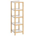 Bamboe staande opbergrek met 5 legplanken Wit 140x33x33cm, Huis en Inrichting, Verzenden, Nieuw