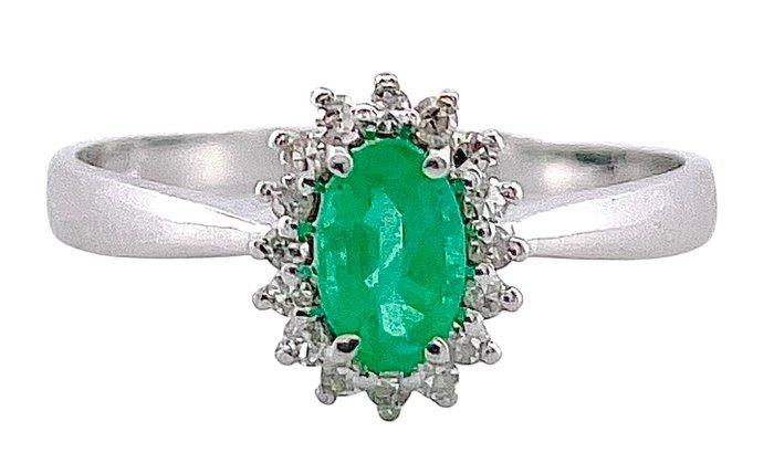 Zonder Minimumprijs - Ring - 18 karaat Witgoud Smaragd -, Sieraden, Tassen en Uiterlijk, Ringen