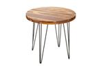 Ronde massief houten eettafel MAKASSAR 80cm naturel zwarte, Ophalen of Verzenden, Nieuw