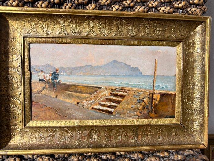 Edoardo Monteforte (1849 – 1932) - Lungomare di Genova, Antiek en Kunst, Kunst | Schilderijen | Klassiek