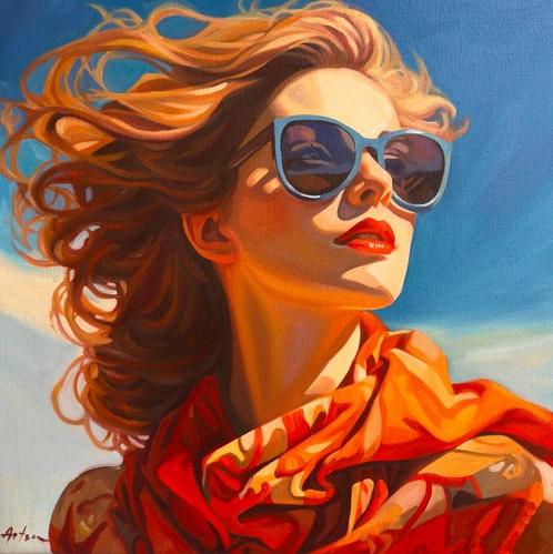 L Anton - Femme aux lunettes, Antiek en Kunst, Kunst | Schilderijen | Modern