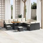 vidaXL Tuin Sofa Set met kussen 13 pcs Zwart en Crème 80 x, Verzenden, Nieuw, Rotan