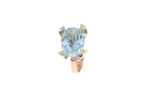 Ring - 9 kt. Roségoud, Witgoud - 6.45ct. tw. Aquamarijn, Sieraden, Tassen en Uiterlijk, Ringen