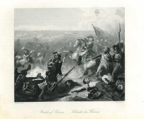 Historische prent van Fleurus, Antiek en Kunst, Kunst | Etsen en Gravures
