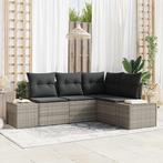 vidaXL Tuin Sofa Set met kussen met opslag 4 pcs Lichtgrijs, Tuin en Terras, Tuinsets en Loungesets, Verzenden, Nieuw, Rotan