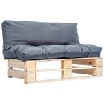 vidaXL Tuinbank pallet met grijze kussens grenenhout, Tuin en Terras, Tuinsets en Loungesets, Verzenden, Nieuw