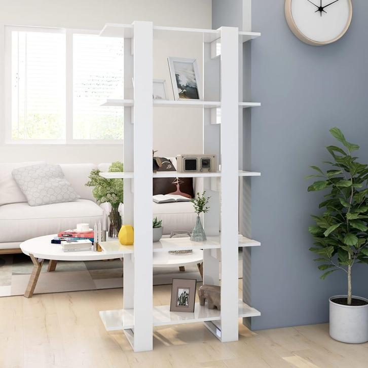 vidaXL Boekenkast/kamerscherm 80x30x160 cm hoogglans wit, Huis en Inrichting, Kasten | Boekenkasten, 25 tot 50 cm, Nieuw, Overige houtsoorten