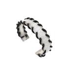 Zilveren klemarmband met leer ; JWLZ | 60 mm (zware armband), Sieraden, Tassen en Uiterlijk, Armbanden, Ophalen of Verzenden, Gebruikt