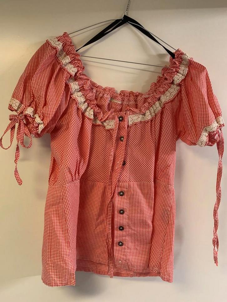 Oktoberfest blouse rood/wit dames - XL, Kleding | Dames, Carnavalskleding en Feestkleding, Ophalen of Verzenden