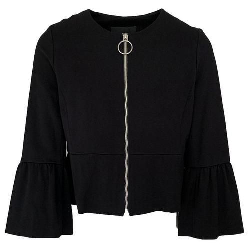 SET • zwart jasje met rits en volants • 36, Kleding | Dames, Truien en Vesten, Zwart, Nieuw, Maat 36 (S), Verzenden