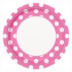 Roze Borden Witte Stippen 22,2cm 8st, Hobby en Vrije tijd, Verzenden, Nieuw