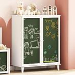 vidaXL Krijtbordkast met plank met opslag met de deur Wit, Minder dan 50 cm, Verzenden, 100 tot 150 cm, Nieuw