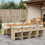vidaXL 9-delige Tuinset met kussens poly rattan beige, Nieuw, 8 zitplaatsen, Tuinset, Verzenden