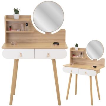 Make up tafel - kaptafel met spiegel - 2 lades - hout wit beschikbaar voor biedingen