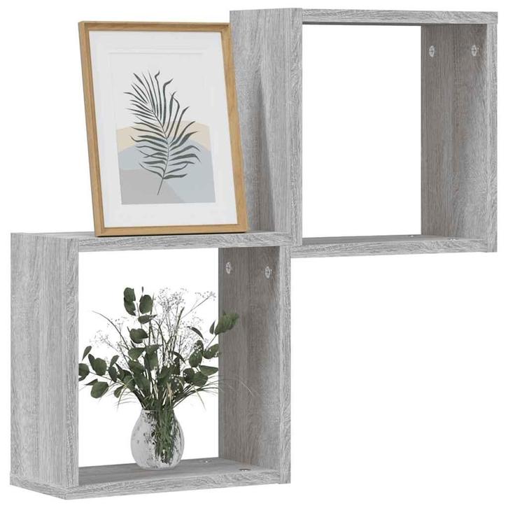 vidaXL Wandrekken Kubus 2 st 30x15x30 cm grijs sonoma, Huis en Inrichting, Woonaccessoires | Wandplanken en Boekenplanken, Nieuw