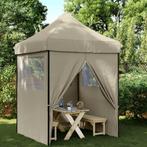 Partytent 2x2 meter inklapbaar pop-up met 4 zijwanden taupe, Verzenden, Nieuw, 2 meter of meer, Partytent