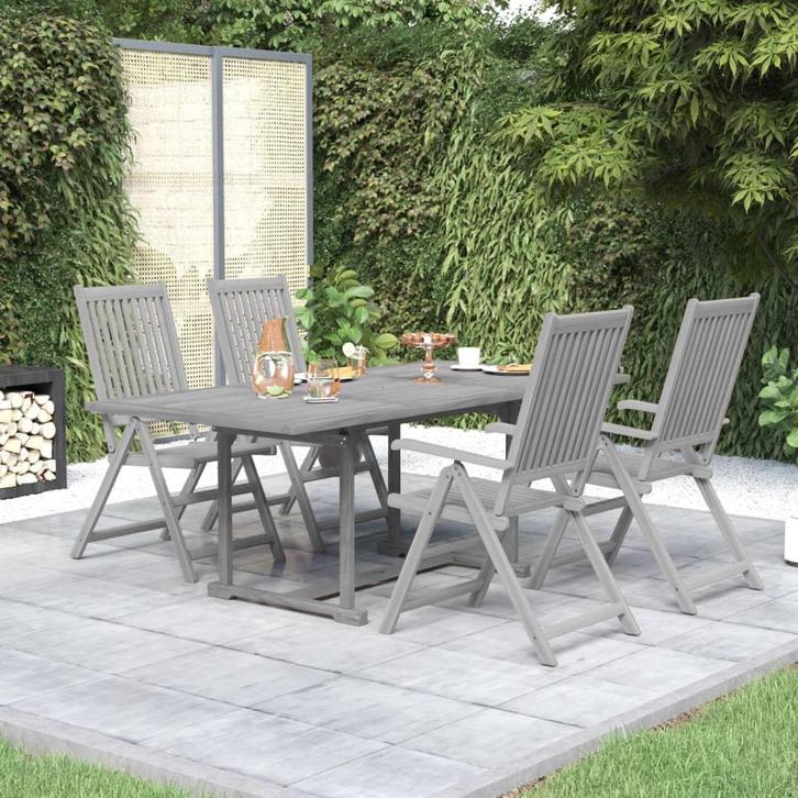 vidaXL 5-delige Tuinset massief acaciahout, Tuin en Terras, Tuinsets en Loungesets, Tuinset, Nieuw, 4 zitplaatsen, Hardhout, Verzenden