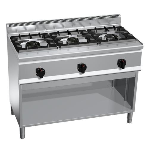 GGM Gastro | Gaskookplaat - 31 kW - 3-pits | GHB164S |, Witgoed en Apparatuur, Fornuizen, Inbouw, Nieuw, Verzenden