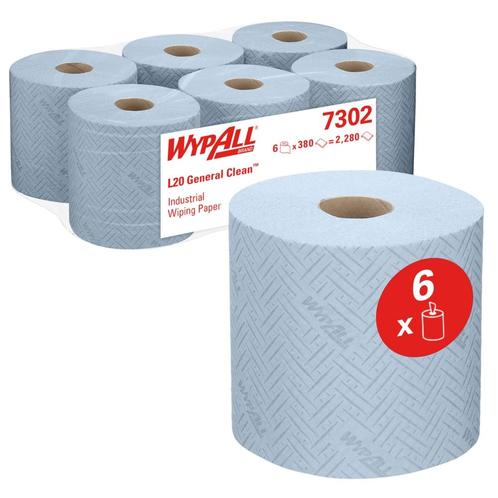WypAll 7302 poetspapier 2-laags blauw - 6 rollen, Huis en Inrichting, Schoonmaakartikelen, Verzenden