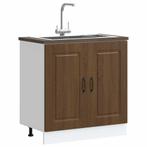 vidaXL Spoelbakonderkast Kalmar 80x46x81,5 cm hout bruin, Huis en Inrichting, Keuken | Keukenelementen, Verzenden, Nieuw, Bruin