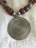 Zilver, Phenolic resin Amber en andere edelstenen - Ketting, Antiek en Kunst