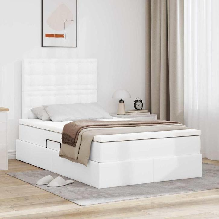 vidaXL Opslag bed met matras met opslag Puur Wit 120 x 200, Huis en Inrichting, Slaapkamer | Bedden, Wit, Nieuw, Overige materialen