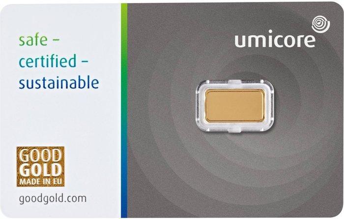 1 gram - Goud .999 - Umicore - Verzegeld en met certificaat, Postzegels en Munten, Edelmetalen en Baren