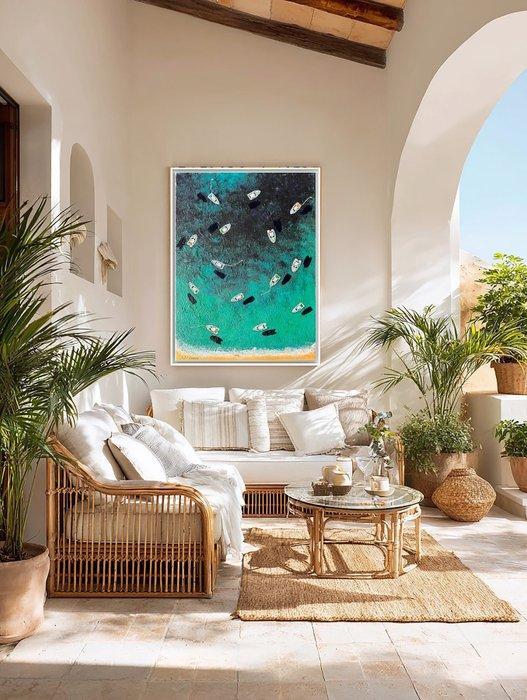 Juli Lampe - Drifting in the emerald waters of the bay Cala, Antiek en Kunst, Kunst | Schilderijen | Modern