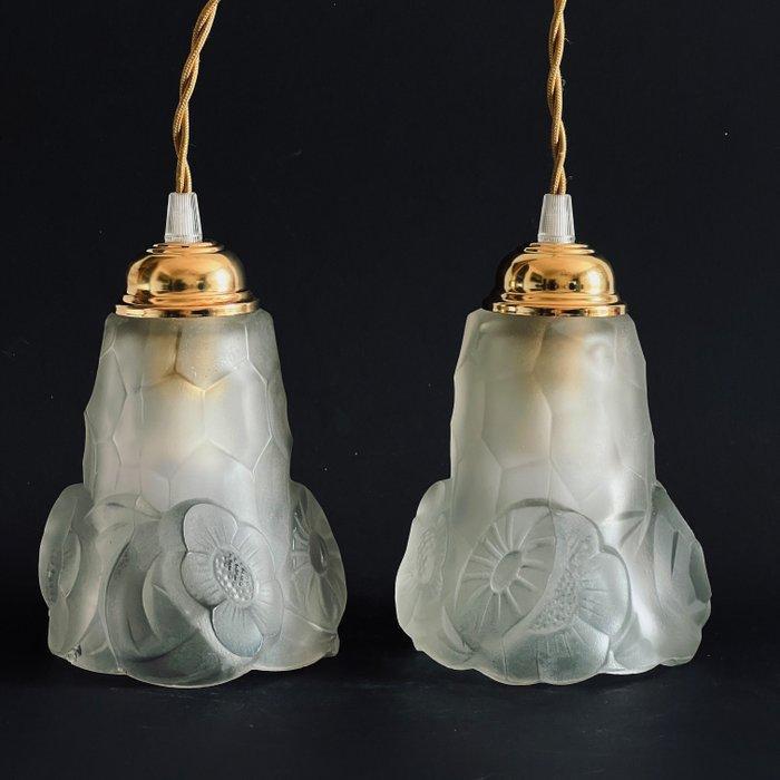 Compiégne - Degué - Lamp (2) - Gegoten glas. Art Deco -, Antiek en Kunst, Kunst | Designobjecten