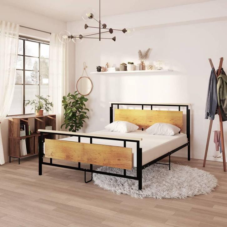 vidaXL Bedframe metaal 160x200 cm, Huis en Inrichting, Slaapkamer | Bedden, 160 cm, 200 cm, Zwart, Tweepersoons, Nieuw, Metaal