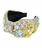 Haarband Diadeem 8cm – Statement – Bladprint - Parelkralen –, Nieuw