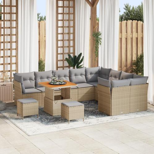 vidaXL 12-delige tuinsofa set met kussens in het beige, van, Tuin en Terras, Tuinsets en Loungesets, Nieuw, Verzenden