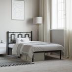 vidaXL Bedframe met hoofdbord metaal zwart 100x190 cm, 100 cm, Eenpersoons, Verzenden, Zwart