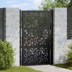 vidaXL Poort met bladontwerp 105x155 cm staal zwart, Verzenden, Nieuw