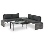 vidaXL Loungeset met kussens 3-delig poly rattan grijs, Tuin en Terras, Verzenden, Nieuw, Rotan, Loungeset