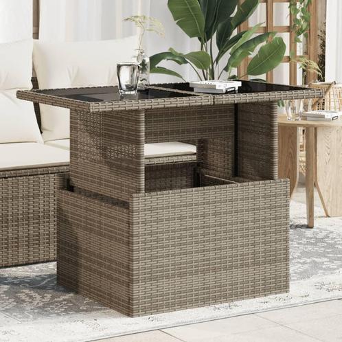 vidaXL Tuintafel met glazen blad 100x55x73 cm poly rattan, Tuin en Terras, Tuintafels, Nieuw, Verzenden