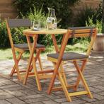 vidaXL 3 Delige Opvouwbare Bistro Set met Kussens Massief, Verzenden, Nieuw