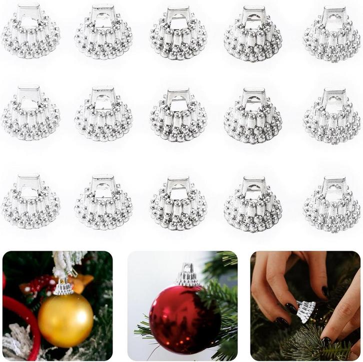 200x Kerstbal Covers – Ø1,2 cm – Hangers met Veer- Zilver, Diversen, Kerst, Nieuw, Verzenden