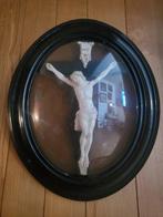 Antiek Crucifix - Glas, Hout, Biscuit - 1800-1850 - Crucifix