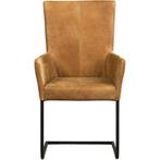 Leren eetkamerstoel Dare met armleuning - Kenia Walnut (cog, Huis en Inrichting, Stoelen, Overige kleuren, Nieuw, Leer, Ophalen of Verzenden