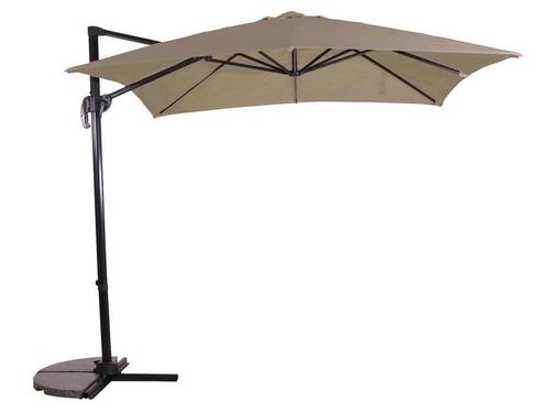 Zweefparasol Libra Taupe 250x250cm inclusief kruisvoet &, Tuin en Terras, Parasols, Ophalen of Verzenden
