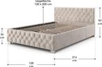 2dekans | Gestoffeerd Bed Nizza - 120 x 200 cm - Beige - LED, Huis en Inrichting, Ophalen of Verzenden, Zo goed als nieuw, Beige