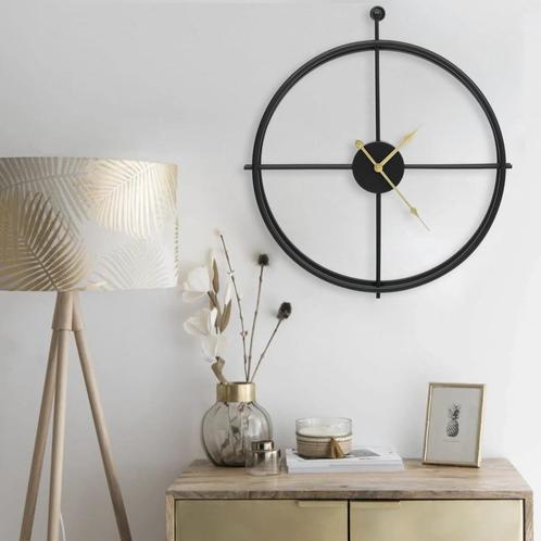 vidaXL Wandklok 52 cm ijzer zwart, Huis en Inrichting, Woonaccessoires | Klokken, Nieuw, Verzenden